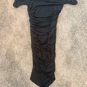 Elegant Black Off Shoulder Ruched Dress